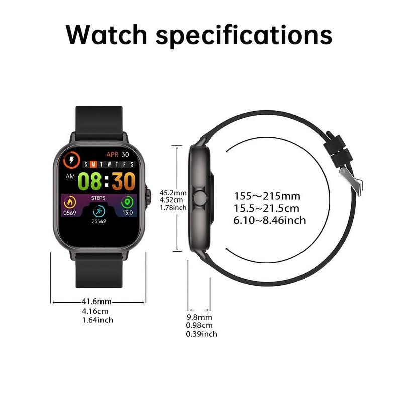 Full Screen Touch Sports Smart Watch, Fitness Watch with Health Monitoring, Multifunctional Square Fashion Watch Compatible with iPhone & Android Smartphone for Men & Women