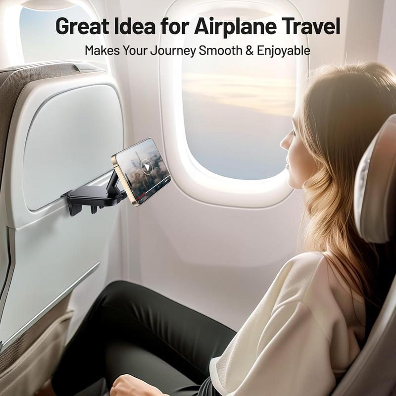 Travel Accessories Airplane Phone Holder for MagSafe, Travel Essentials Phone Mount with Multi-Angle Rotation, Travel Must Haves for Flying