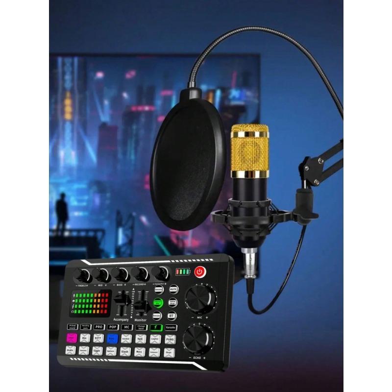 BM800 Condenser Microphone + F998 Sound Card Kit Is Suitable For Computer Recording, Game Voice Communication, High-Quality Sampling, Home Use Audio Connection