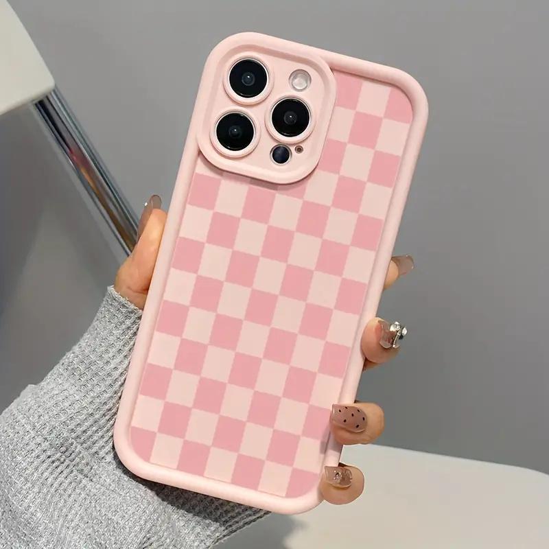 Checkerboard Pattern Phone Case, Cute Phone Protective Cover, Phone Accessory Compatible with iPhone 11 12 13 14 15 16 Pro Max