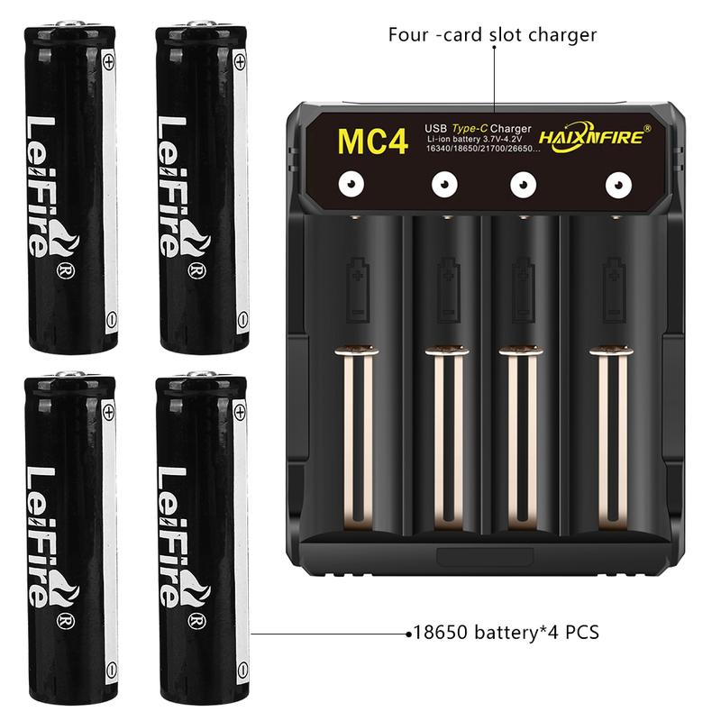 4PCS 18650 Lithium Battery Original 3000mAh Battery +1PCS Four Card Slot Lithium Battery Charger 3.7V Reconfigurable Batteries For Home Use