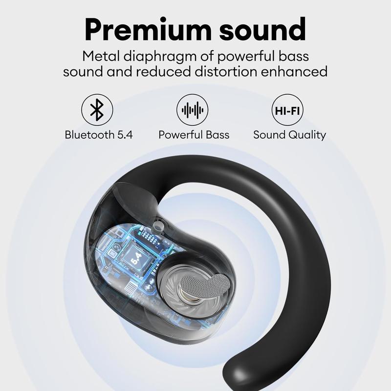 Wireless Headphones Bluetooth 5.4 Sport Earphone 5.4 OWS Waterproof Life Electronic Headset Audio, Low Latency & Noise Reduction Earphones for Sports & Gaming