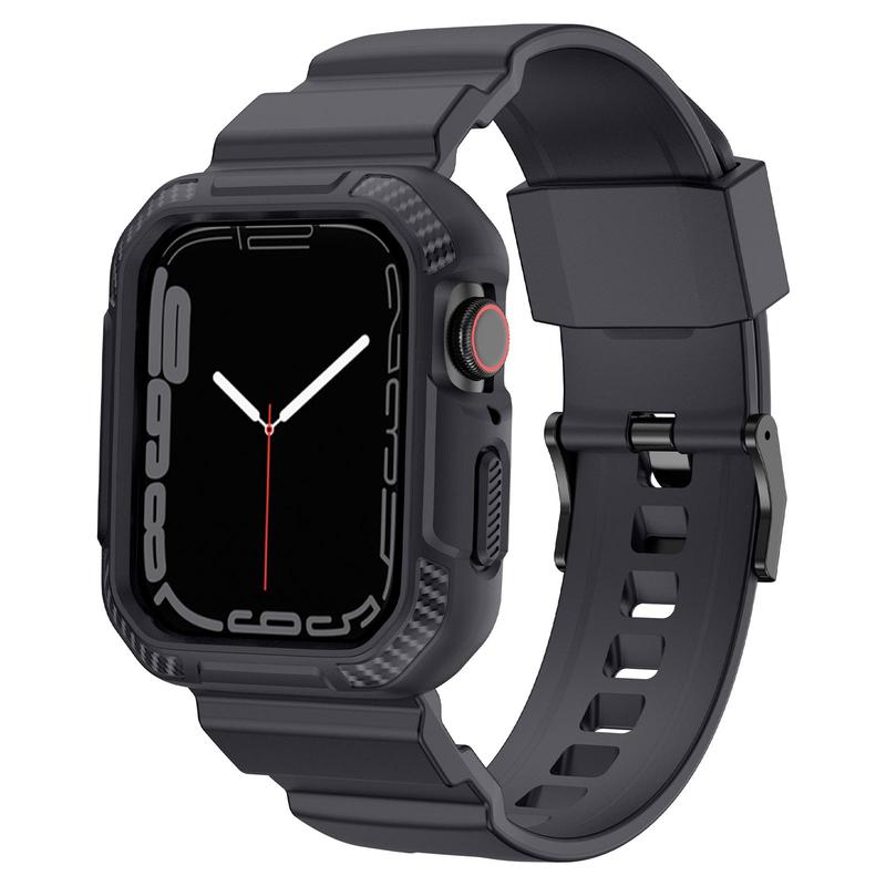 Integrated Watch Band With Protective Case, TPU Adjustable Watch Strap For 44 45mm Apple Watch, Smart Watch Protection Accessories