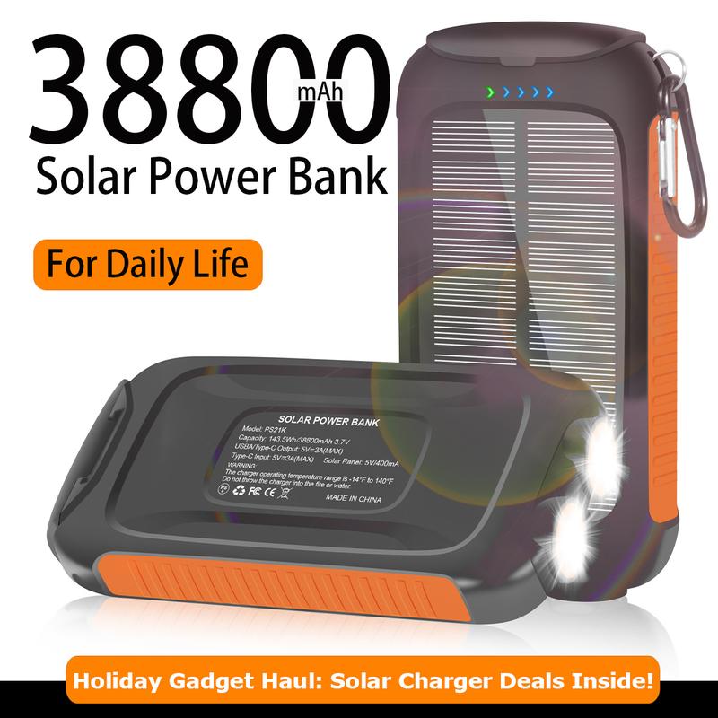 Summer Sale! Tainbat  Solar Charger Power Bank 38800mAh - Harness the Sun's Power for Your Outdoor Adventures! Waterproof, with LED Flashlight, USB C Fast Charge. Perfect for Outdoor, Camping, Travel.