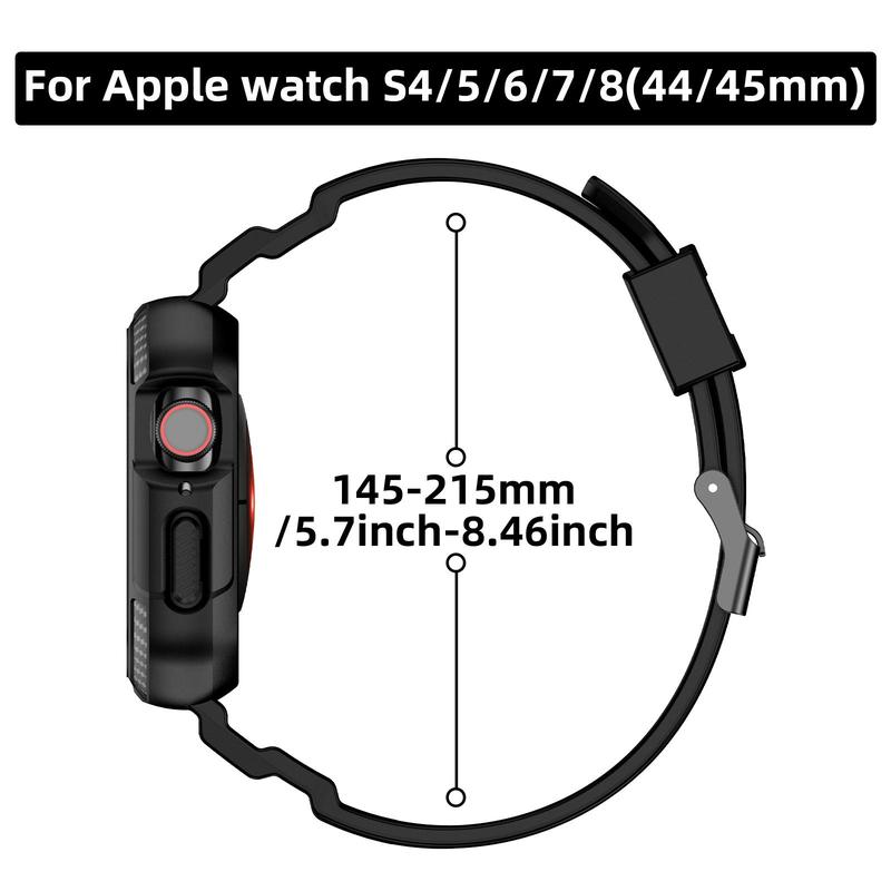 Integrated Watch Band With Protective Case, TPU Adjustable Watch Strap For 44 45mm Apple Watch, Smart Watch Protection Accessories