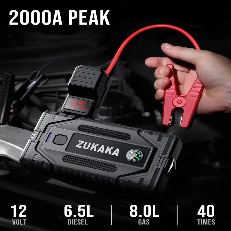 ZUKAKA Car Jump Starter, 2000A Peak 21800mAh Battery Starter with USB & Type C Port, Auto Jump Starter Box Power Bank with LED Light