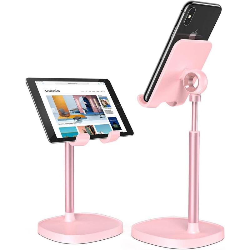 Desk Organizers and Accessories Workspace Cell Phone Stand White Height Angle Adjustable Stable Holder Sturdy Stand for 4-10in iPhone 13 Pro iPad Kindel Samsung etc