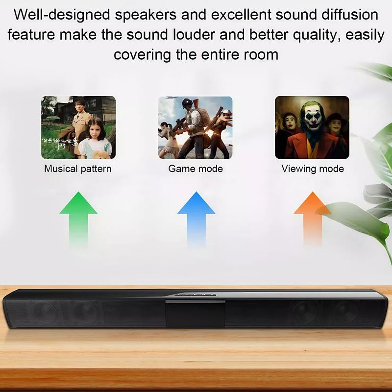 Bluetooth SoundBar 4 Speaker System Wireless Subwoofer TV Home Theater Remote,New Year, Christmas Audio Compact Remote Control Digital Device Connection Wired