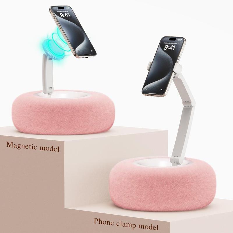 Adjustable Phone Holder for Bed, 1 Count Detachable Cute Plush Pillow Design Holder for Smartphone, Angle Height Adjustable Cell Phone Holder for Bed