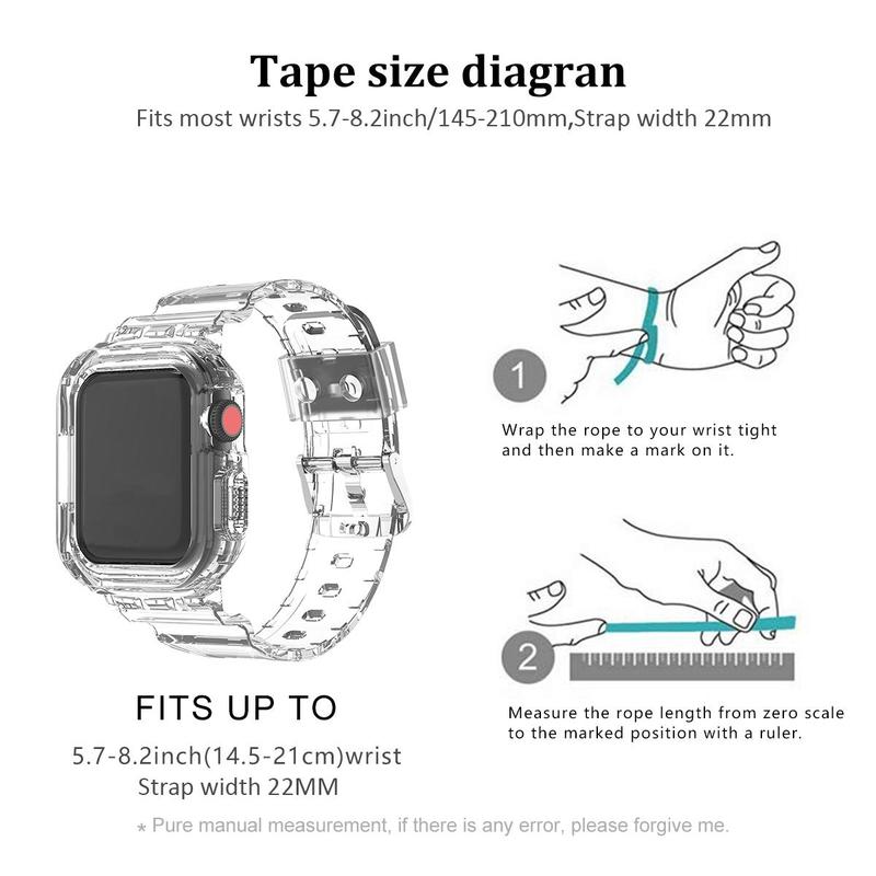 TPU Smart Watch Band, 1 Count Clear Watch Band with Screen Protector & Bumper Case, Watch Decorative Accessories Compatible with Apple Watch, iWatch