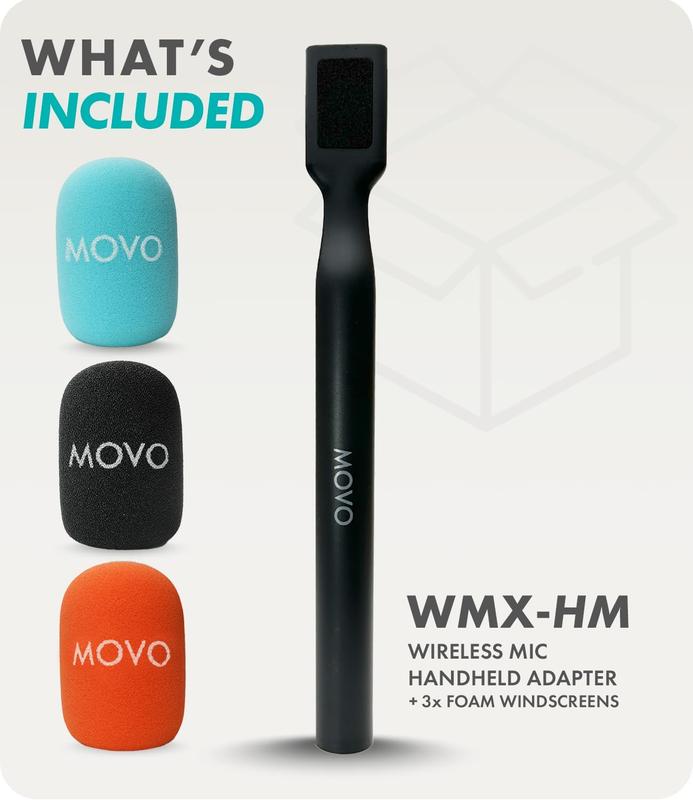 Movo | WMX-HM | Handheld Interview Mic Handle Adapter for Wireless Microphones Audio Recording Smartphone Protection