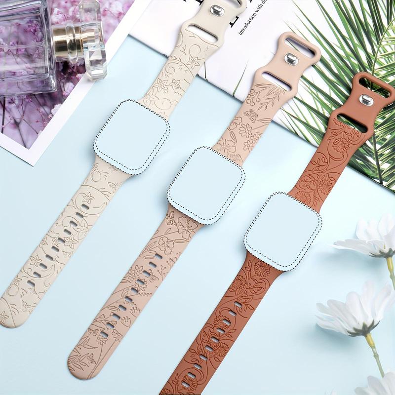 Floral Pattern Watch Band, Silicone Cute Wildflowers Sport Watch Band, Watch Band Compatible with Apple Watch