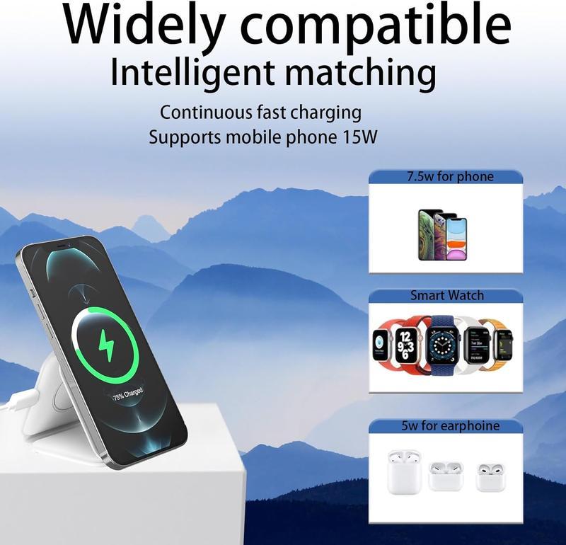 ZIHNIC 2024 NEW Style 3 in 1 Wireless Charger for iPhone,Magnetic Fold able 3 in 1 Charging Station,Travel Charger for Multple Devices fori Phone 15 14 13 12 Series,Air Pods Pro,i Watch Sold by CoColova Us Cable Smartphone Electronic Cellphone Folding