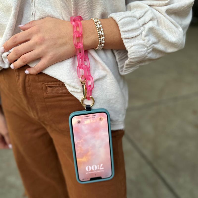 Clip & Go Ice Chain with Pouch - Adjustable Crossbody Strap for Your Phone with Removable 3 Zippered Pouch Accessories Card