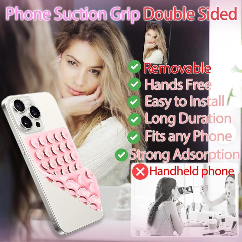 Silicone Suction Cup Cellphone Case,Double Sided Phone Holder Mount,Hands-Free Strong Grip Holder for Phone Selfies and Videos, Smartphone Accessories