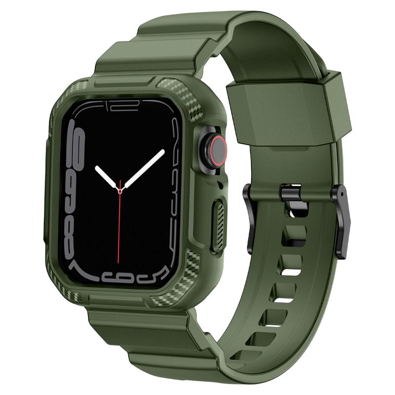 Integrated Watch Band With Protective Case, TPU Adjustable Watch Strap For 44 45mm Apple Watch, Smart Watch Protection Accessories