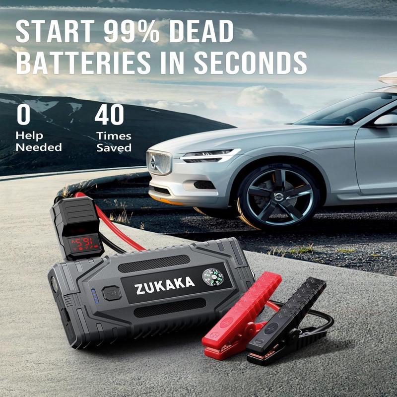 ZUKAKA Car Jump Starter, 2000A Peak 21800mAh Battery Starter with USB & Type C Port, Auto Jump Starter Box Power Bank with LED Light