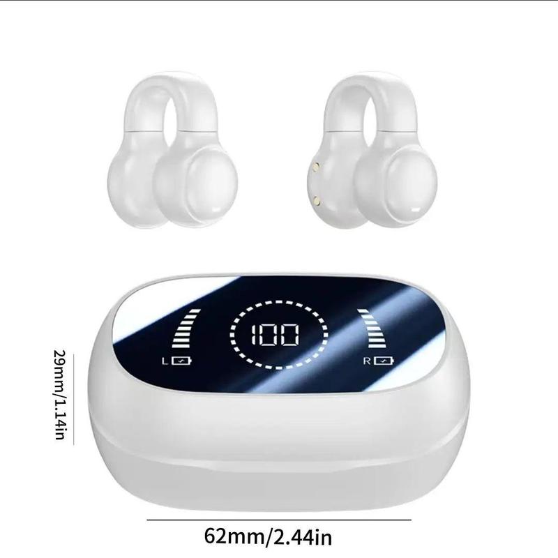 Fall In-ear Design Wireless Audio Earphone, TWS Waterproof Ear Clip Wireless Earphone with Power Display Charging Case, High Fidelity Stereo BT Earphone for Android iOS Mobile Phone, Audio Headphone