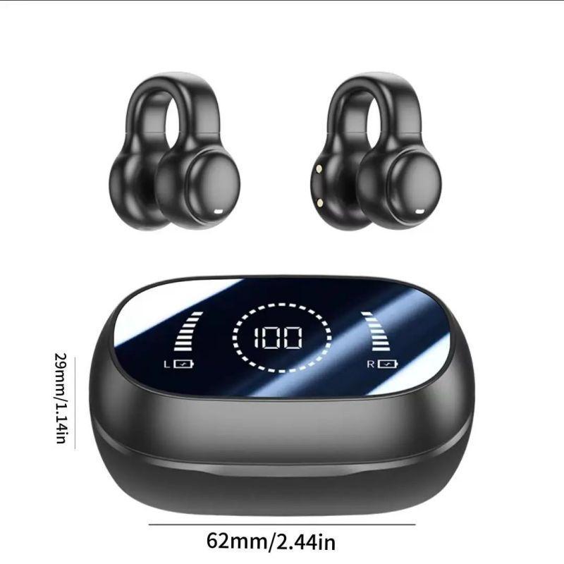 Fall In-ear Design Wireless Audio Earphone, TWS Waterproof Ear Clip Wireless Earphone with Power Display Charging Case, High Fidelity Stereo BT Earphone for Android iOS Mobile Phone, Audio Headphone