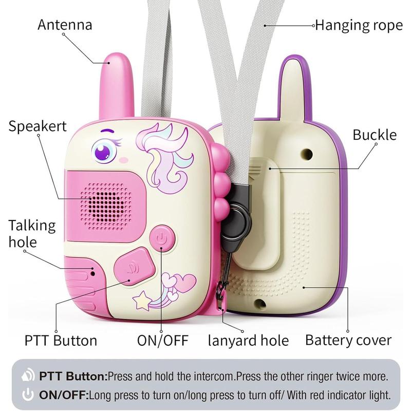 Walkie Talkies Toys for Girls:Unicorn Toys 2 Pack Birthday Gifts for  4 5-7 8 Year Old Girls Toy for 4 5 6 7 8-10 Year Old Camping Outdoor Games,Christmas Stocking Stuffers for Girls Kids