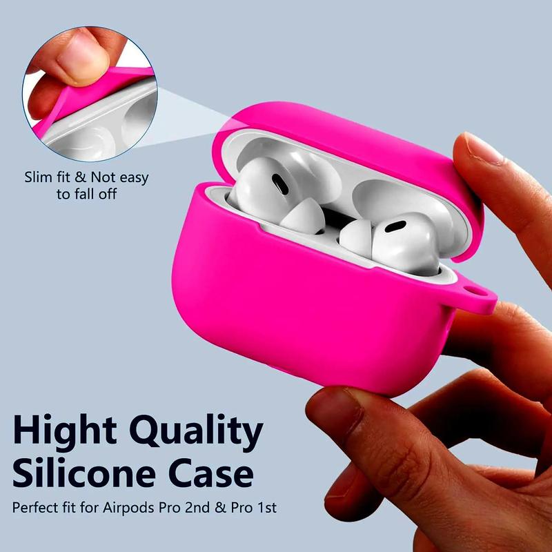 Earphone Case with Keychain (Not Included Earphones), 1 Count Silicone Total Protective Earphones Cases Compatible with AirPods Pro for Women Men Girl