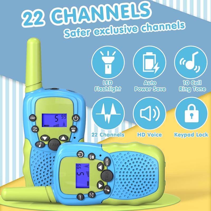 Kids Walkie Talkies Toys for Boys Girls,Toys for 3-12 Year Old,Walkie Talkies for Kids 22 Channels 2 Way Radio Toy with Backlit LED Flashlight, 3 Miles Range for Outside,Camping Outdoor Games