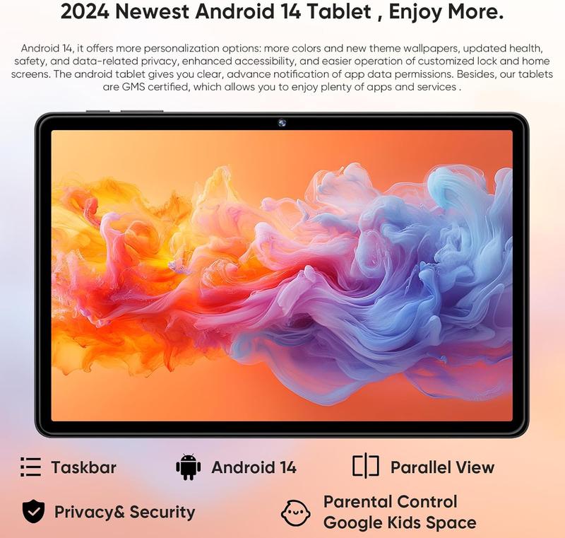 Android 14 Tablet, 2024 Newest 11 inch Android Tablets,12GB+128GB+1TB Expand, Support Face Unlock+18W Fast Charging, Octa-Core Tablet PC, WiFi6, Dual Camera,8000mAh Battery, 2in1 Tablet with Keyboard