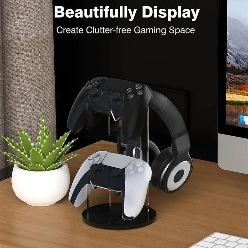 2 In 1 Game Controller Holder, Game Controller & Headphone Holder, Universal Game Controller Stand, Console Accessories For PS5, PS4, Xbox One, XBox Series