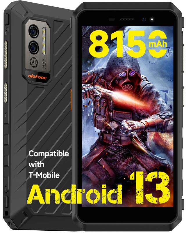 Ulefone Armor X11Pro Rugged Phones , 8150mAh Battery,16MP AI Camera,Android 13,  8GB RAM+64GB ROM,  5.45-in HD+, IP68 IP69K Waterproof Smartphone,Dual 4G Octa-core GPS NFC,Black Smart phone Cellphone