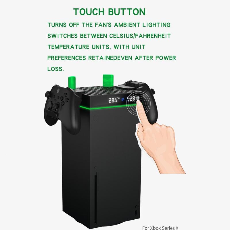 DOBE FOMIS ELECTRONICS Cooling Fan for Xbox Series X S Console & Controller, Charging Station with 2 x 2640mWh Rechargeable Battery, 3 Gear Speed Fan