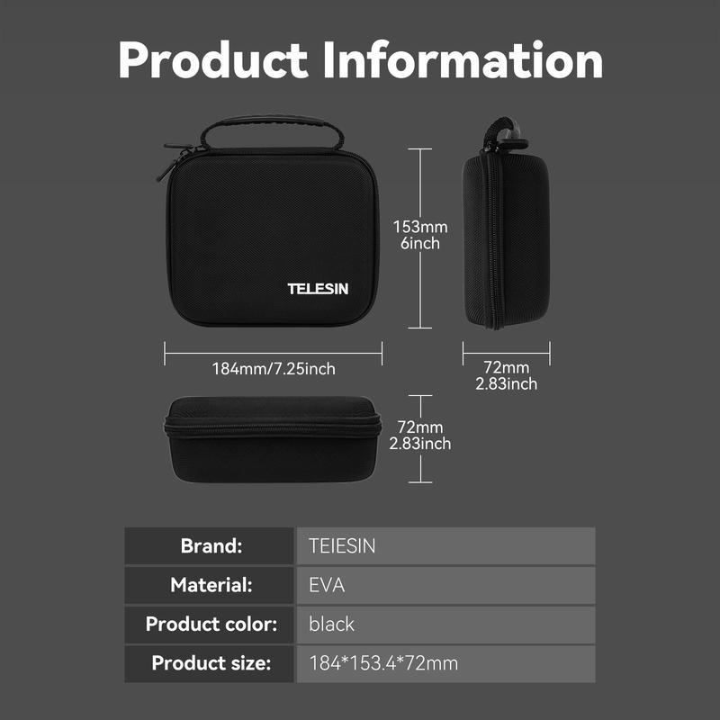 TELESIN DIY Carrying Case for Pocket3, Gopro13 12 11 10 9,DJI Osmo Pocket Action, Insta360 ,Hard Protective Travel Bag for Most Action Camera and Accessories