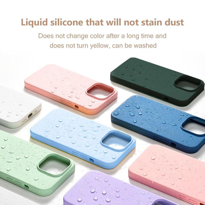 Minimalist Solid Color Silicone Phone Case, 1 Count Shockproof Phone Protective Cover, Phone Accessories Compatible with iPhone 11 13 14 15 Pro Max 16 Series