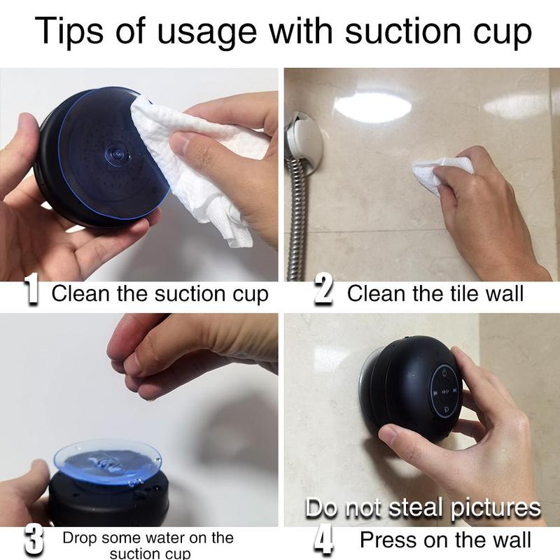 Portable Wireless Speaker, Mini LED Shower Speaker, Rechargeable Wireless Speaker with Suction Cup, Suitable for Outdoor Cycling and Gaming