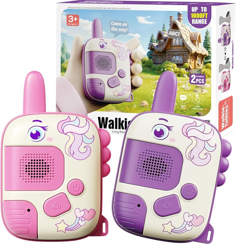 Walkie Talkies Toys for Girls:Unicorn Toys 2 Pack Birthday Gifts for 3 4 5-7 8 Year Old Girls Toy for 4 5 6 7 8-10 Year Old Camping Outdoor Games,Christmas Stocking Stuffers for Girls Kids