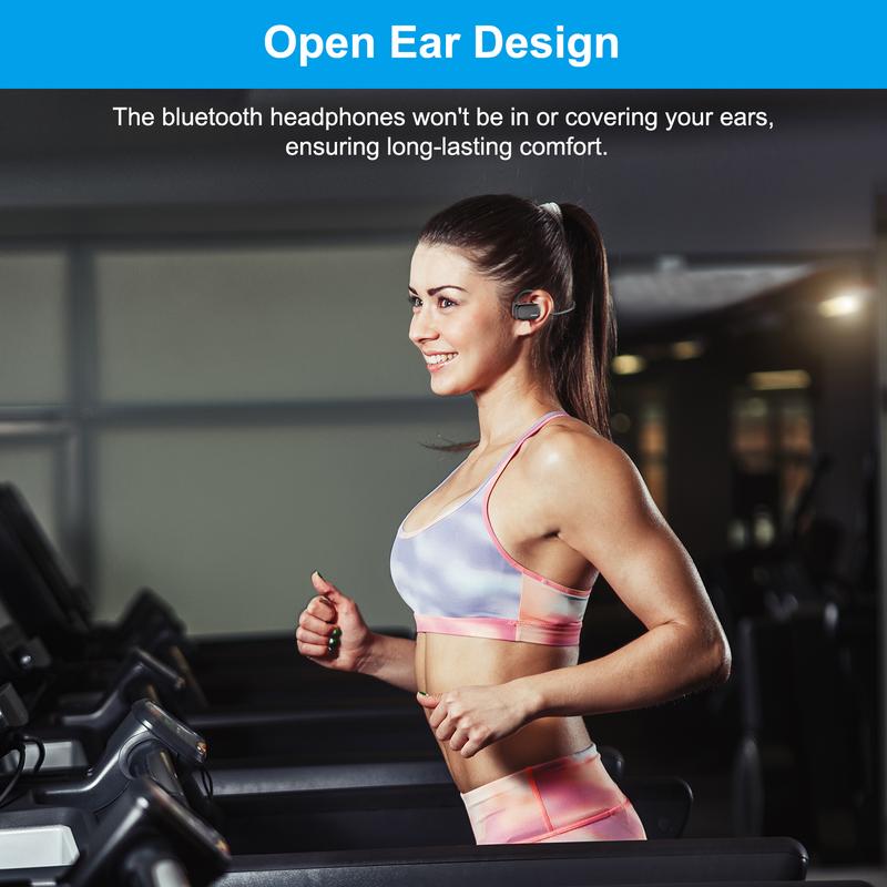 LK12 Open Ear Bluetooth Headphones -  Classic Style Earbuds - ENC Cancellation & Multi-Button Driver - Office Headset - Wireless Gaming Headphones - 1.5H Charging & 12H Battery Life - Ideal for Business Women & Men