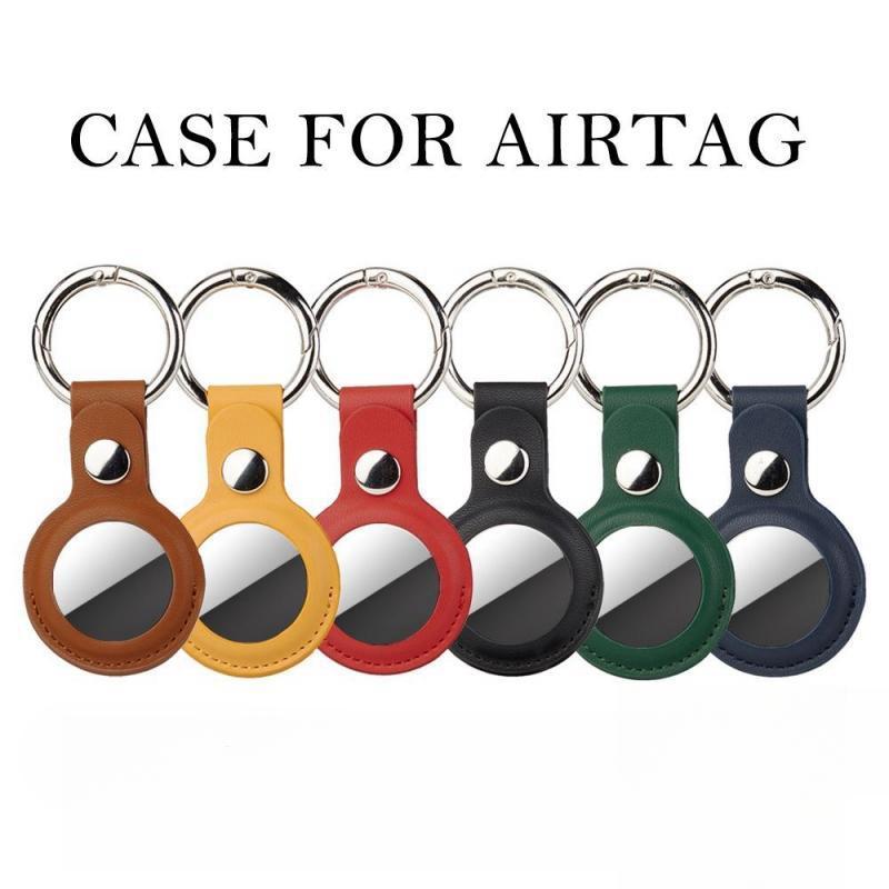 Faux Leather Anti-lost Case with Keychain for Apple Airtag, 1 Count Anti-lost Protective Case for Airtags Tracker, Smart Wearable Accessories