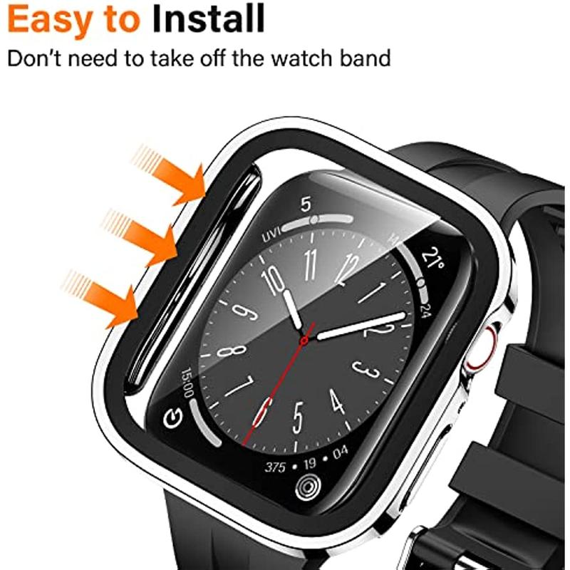 Smartwatch Screen Protector for Apple Watch Bands 45mm to 40mm, 1 Count Glass Protective Case 2 in 1 for iWatch Series Apple Smartwatches, Smart Watches Wearable Devices Protective Cover, Wearable Accessories