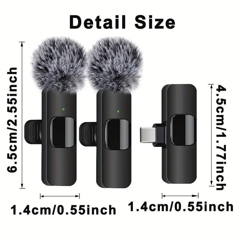 Wireless Lavalier Microphone, USB Rechargeable Plug-play Wireless Microphone, Omnidirectional Condenser Recording Microphone for iPhone Android