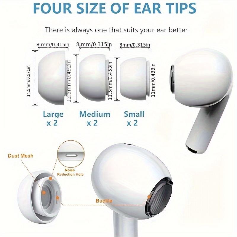 Ear Tips with Cleaning Kit, 3 Pairs Noise-isolating Ear Tips with Dust Guard Screen & Cleaner, Universal Fit for AirPods 1, 2, 3