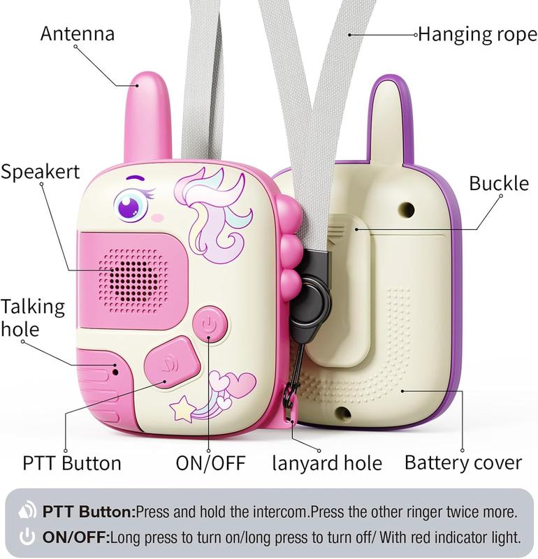 Walkie Talkies Toys for Girls:Unicorn Toys 2 Pack Birthday Gifts for 3 4 5-7 8 Year Old Girls Toy for 4 5 6 7 8-10 Year Old Camping Outdoor Games,Christmas Stocking Stuffers for Girls Kids