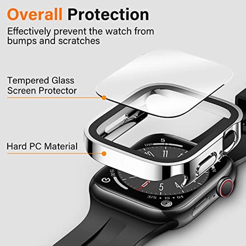 Smartwatch Screen Protector for Apple Watch Bands 45mm to 40mm, 1 Count Glass Protective Case 2 in 1 for iWatch Series Apple Smartwatches, Smart Watches Wearable Devices Protective Cover, Wearable Accessories