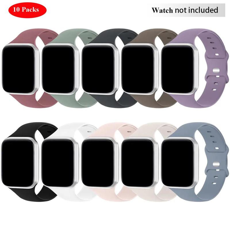 Silicone Watch Bands Suitable For Apple Watch (Band Only), Butterfly Buckle Solid Color Watch Band For Men & Women, Replacement Watchband For iWatch