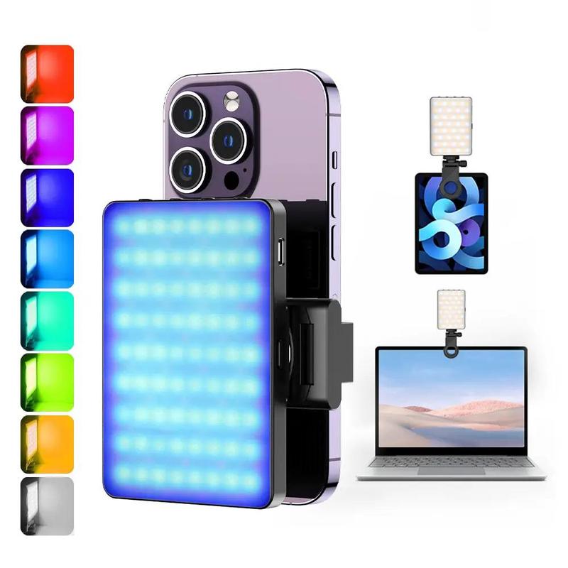 Phone Selfie Fill Light Clip, Phone Accessories, 3-color Temperature LED Pocket Light with Clip & Mount for iPhone Android Smartphone, Adjustable Cellphone Selfie LED Light Accessories for Outdoor Live Streaming & Vlog, Tablet