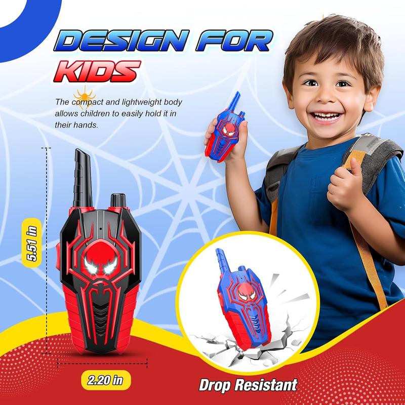 Spider Walkie Talkies for Kids: Toys Gifts for 3 4 5 6 7 8 9 Year Old Boys Girls Ages 5-7 Kids Walkie Talkies Outdoor Hiking 2 Way Radio Toy for 3-12 Year Old Boy Girl Christmas Birthday Gift Age 3-6 Audio Lanyard Microphone