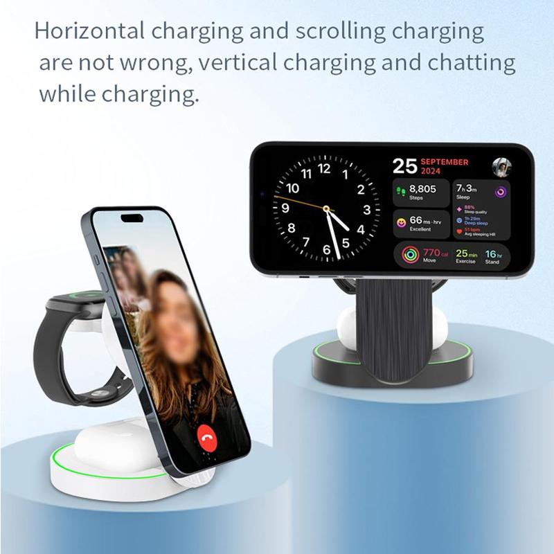 3 in 1 Wireless Charger, Foldable Magnetic Fast Charging Station, Wireless Charger Stand for iPhone 16 15 Pro Max & Apple Watch Ultra & AirPods Pro