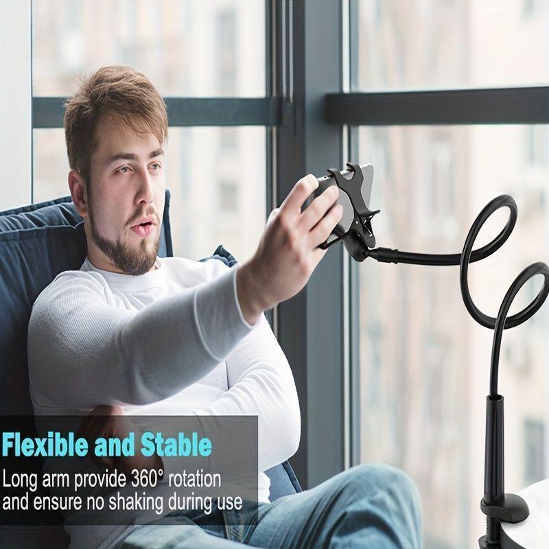 Flexible 360° Adjustable Arm Mobile Phone Holder, Cell Phone Mount with Clamp Clip, Universal Phone Accessories for Desks and Beds