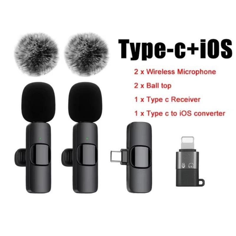 Wireless Lavalier Microphone, USB Rechargeable Plug-play Wireless Microphone, Omnidirectional Condenser Recording Microphone for iPhone Android