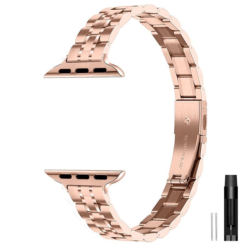 Stainless Steel Watch Band Compatible with Apple Watch (Band Only), Fashion Watch Band for Women, Smart Watch Accessories Compatible with Apple Watch Series 9 8 7 6 5 4 3 2 1 SE