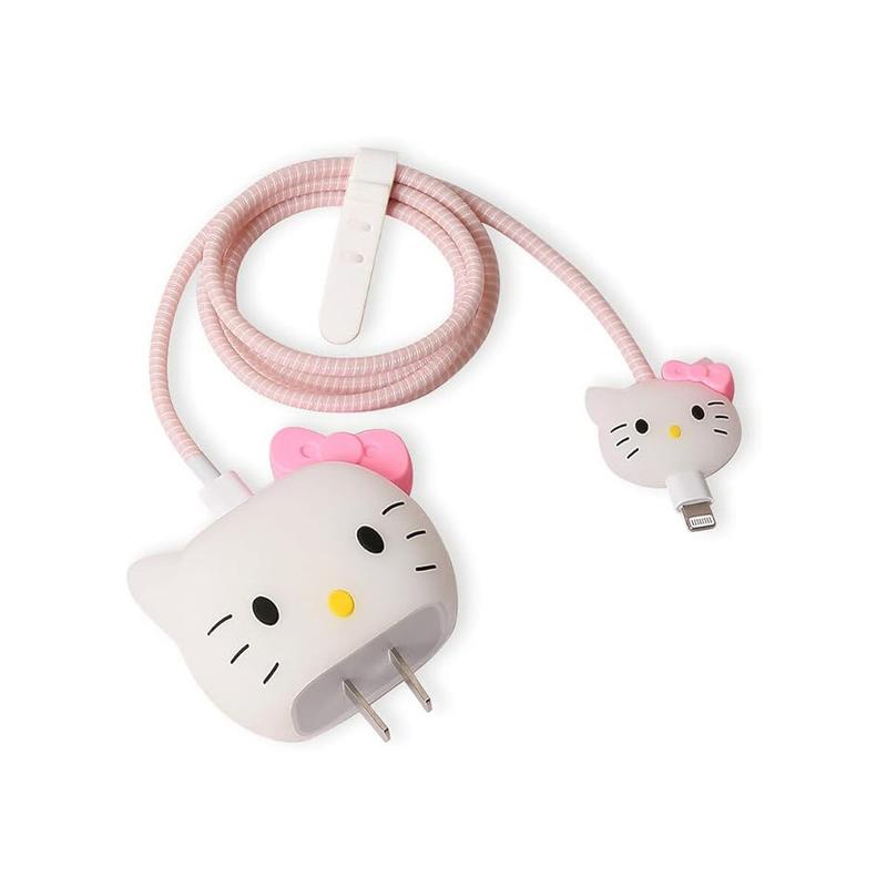 3D Cute Cartoon Series Fast Charger Protector for iPhone 18W 20W iPhone 14 13 12 11 Pro Max Fast Charging Cable Charger Head Cover Cable Accessory Data Cable Protective Sleeve, No.01(4in1)