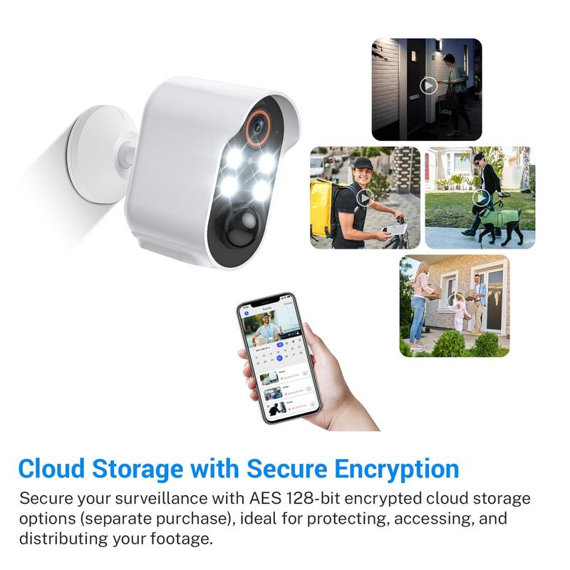 Wireless Security Camera Systems, 2.4GHz Wi-Fi Security Camera Home Surveillance with AI Human Detection & PIR Motioning Detect, Outdoor Camera, Rechargeable 2-way Talk Night-Vision Security Camera With Cloud Storage Service